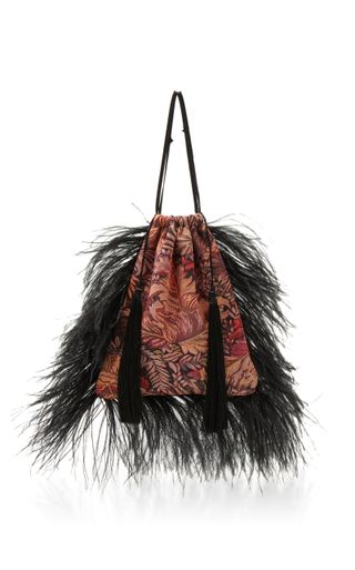Attico + Jacquard Pouch Bag and Feathers