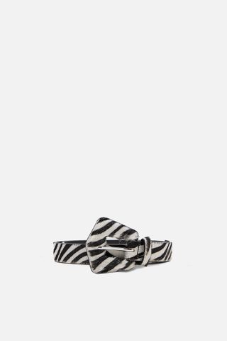 Zara + Zebra Print Leather Belt