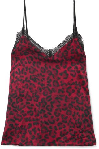 Anine Bing + Lace-Trimmed Leopard-Print Silk-Satin Camisole