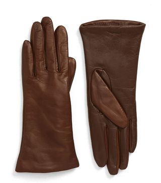 Nordstrom + Cashmere Lined Leather Touchscreen Gloves