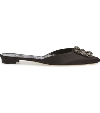 Manolo Blahnik + Hangisi Satin Mule Flat