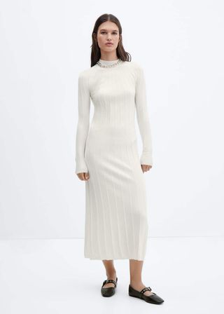 Mango + Perkins-Neck Ribbed Dress