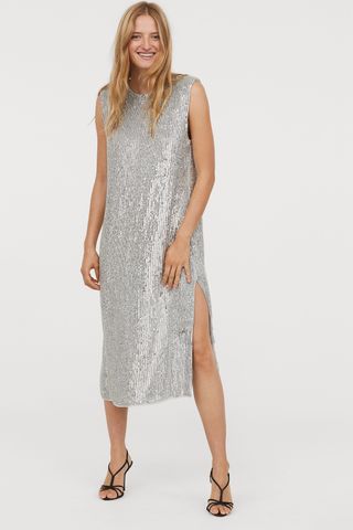 H&M + Sleeveless Sequined Dress
