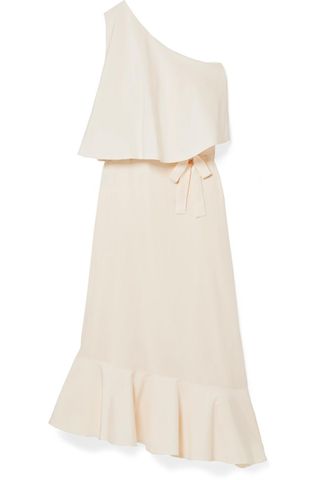 Stella McCartney + Asymmetric One-Shoulder Silk Crepe de Chine Midi Dress