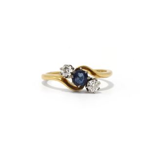 Vintage + Etienne Sapphire and Diamond Ring