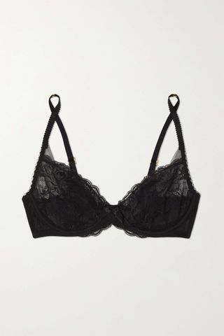 Agent Provocateur + Yara Leavers Lace and Tulle Underwired Soft-Cup Bra