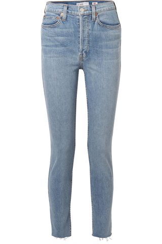 Re/Done + Originals High-rise Ankle Crop Frayed Skinny Jeans