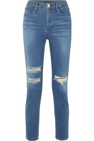 3x1 + W4 Colette Cropped Distressed High-Rise Slim-Leg Jeans