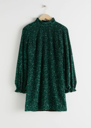 & Other Stories + Balloon Sleeve Sequined Mini Dress