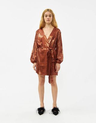 Stelen + Ellenor Sequin Wrap Mini Dress
