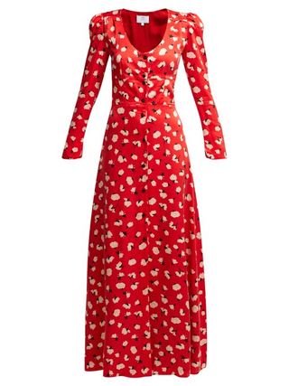 Rebecca de Ravenel + Floral-Print Silk Maxi Dress