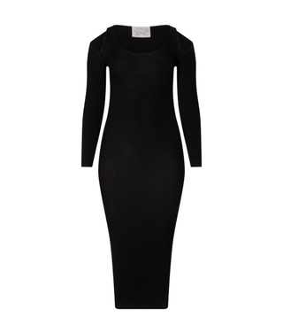 Victor Glemaud + Ribbed Long Sleeve Gown With Shoulder Cut Out