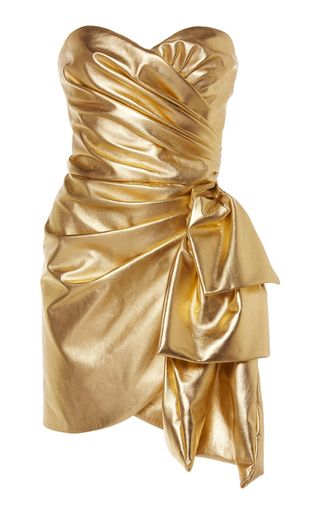 Dundas + Draped Gold Leather Dress