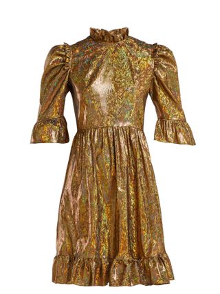 Batsheva + Ruffle-Trimmed Lamé Mini Dress