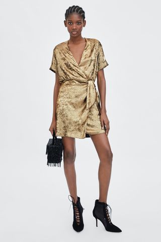 Zara + Shiny Wrap Dress