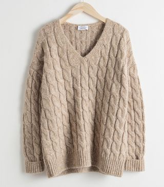 & Other Stories + Alpaca Blend Cable Knit Sweater