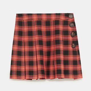 Zara + Neon Check Miniskirt