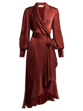 Zimmermann + Ruffled Silk Wrap Dress