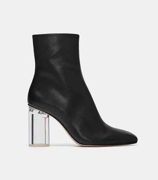 Zara + Leather Ankle Boots With See-Through Boots