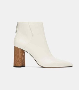 Zara + Ankle Boots With Wood-Like Heels