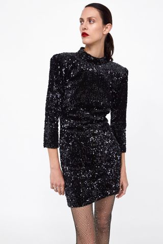 Zara + Sequined Velvet Dress