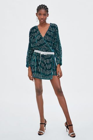 Zara + Sequined Velvet Dress