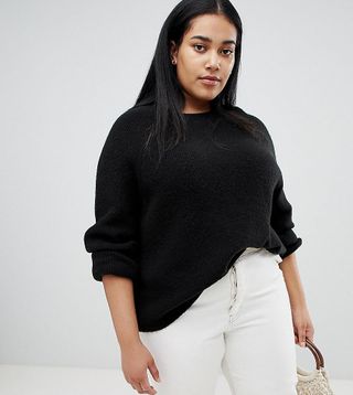 ASOS Curve + Fluffy Sweater in Rib