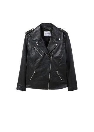Violeta + Studded Leather Biker Jacket