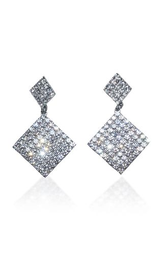 Alessandra Rich + Double Diamond Crystal Earrings