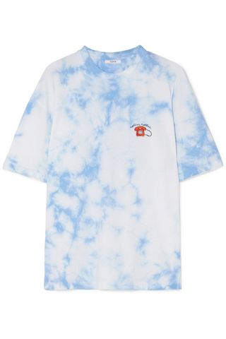 Ganni + Verbena Embroidered Tie-Dyed Cotton-Jersey T-shirt