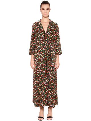 Ganni + Floral Printed Silk Dress
