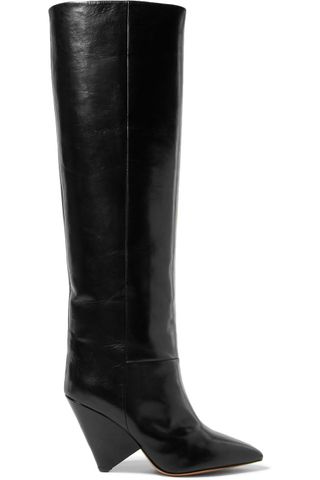 Isabel Marant + Lokyo Glossed-Leather Knee-High Boots