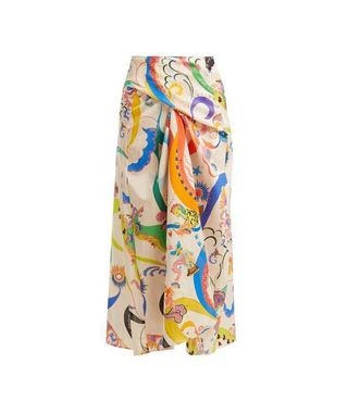 Etro + Abstract Printed Tie Front Cotton Skirt