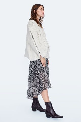 Zara Mom + Braided Cable Knit Sweater