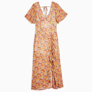 Topshop + Pastel Floral Angel Sleeve Ruffle Dress