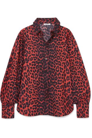 Ganni + Bijou Leopard-Print Cotton-Poplin Shirt