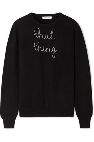 Lingua Franca + That Thing Embroidered Cashmere Sweater
