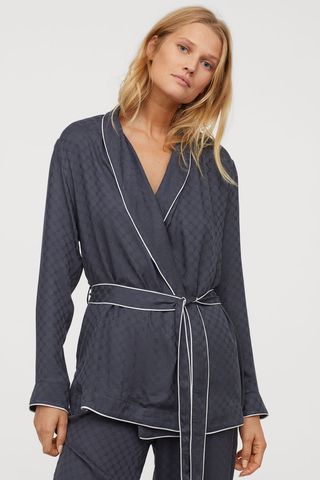 H&M + Pajama Jacket With Tie Belt