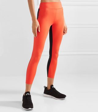 Calvin Klein + Printed Two-Tone Stretch Leggings