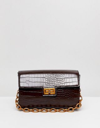 ASOS Design + Croc Structured Boxy Cross Body With Detachable Strap