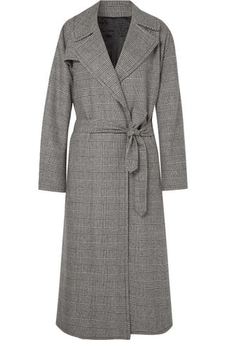 Nili Lotan + Topher Distressed Prince of Wales Checked Wool-Blend Tweed Coat