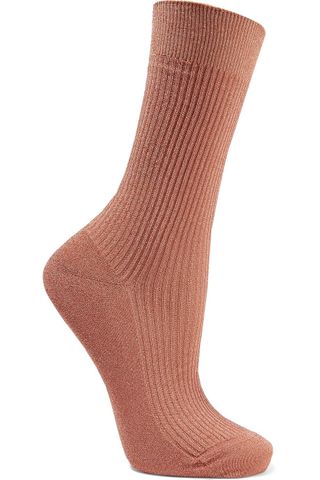 Maria La Rosa + Metallic Ribbed-Knit Socks