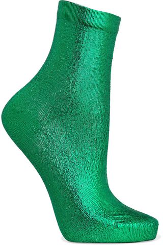 Maria La Rosa + Metallic Coated Silk-Blend Socks