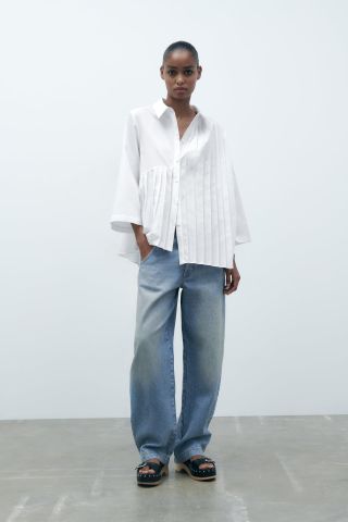 Zara + Asymmetrical Pleated Shirt