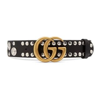 Gucci + Studded Leather Belt With Double G Buckle