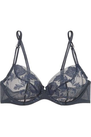Chantelle + Garnier Stretch-corded Lace And Tulle Underwired Plunge Bra