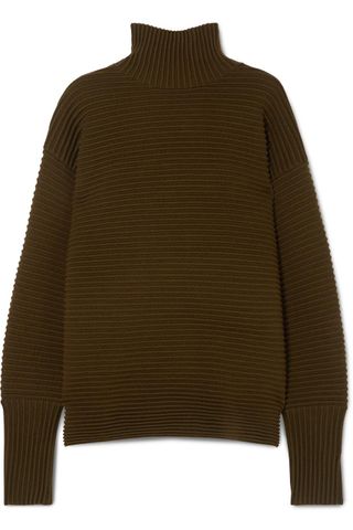 Victoria by Victoria Beckham + Ribbed Merino Wool Turtleneck Sweater