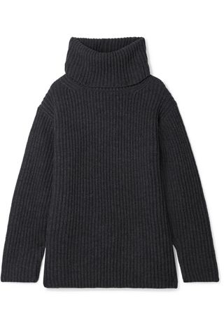 Junya Watanabe + Oversized Ribbed Wool Turtleneck Sweater