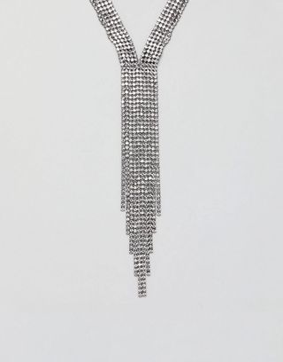 ASOS Design + Statement Crystal Fringe Necklace