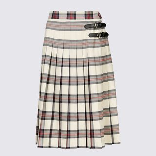 Marks and Spencer + Checked Pleated Midi Skirt